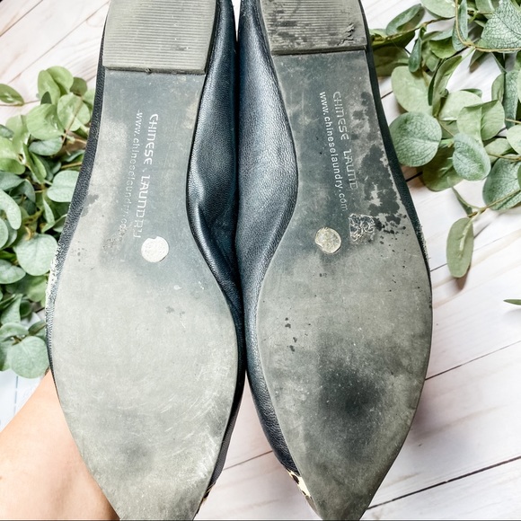 Leopard Hair, Black Leather & Studded Pointy Flats - Picture 8 of 9